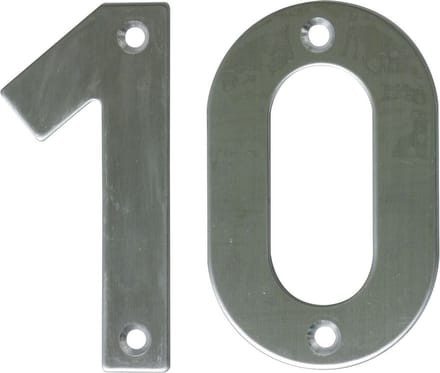 AMIG Huisnummer 10 - massief Inox RVS - 10cm - incl. bijpassende schroeven - zilver