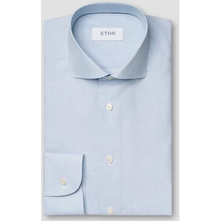 Eton Overhemd Semi Solid Subtle Texture Cotton Linnen Licht Blauw / male