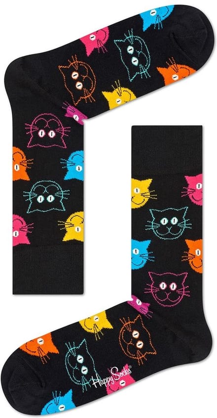 Happy Socks Cat Heren Sokken Zwart - Maat 47-51