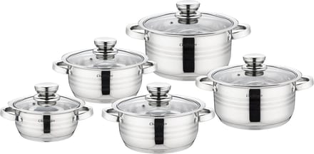 Cheffinger Kookpannen - Pannenset inductie 10-delig - Glazen Deksel - RVS