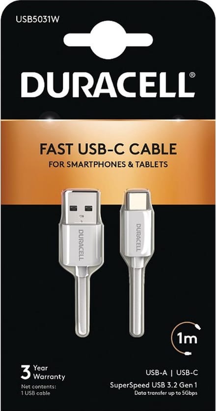 Duracell USB5031W oplader voor mobiele apparatuur Wit