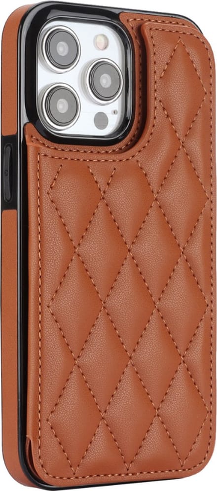 Hoesje geschikt voor iPhone 16 Plus - Backcover - Pasjeshouder - Kunstleer - Bruin