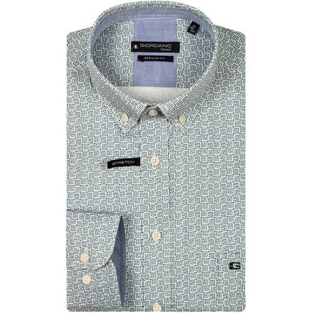 Giordano Overhemd Ivy Satin Stretch Abstract Pattern Pastel Blauw / male