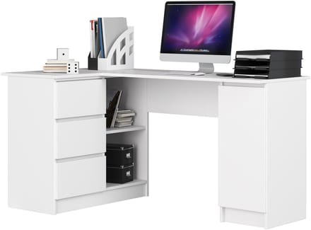 Hoekbureau Rechts B20 / Computerbureau / Computer Tafel / Bureautafel Links /Wit / 155 x 77 x 85 cm