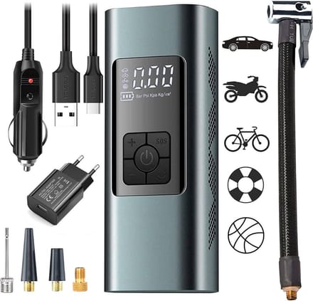 Autobanden Pomp - Elektrische Fietspomp - Compressor - Luchtcompressor - Zwart met Grijs