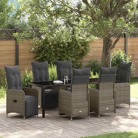 vidaXL - Tuin - Eettafel - Set - 7 - st - Grijs - poly - rattan