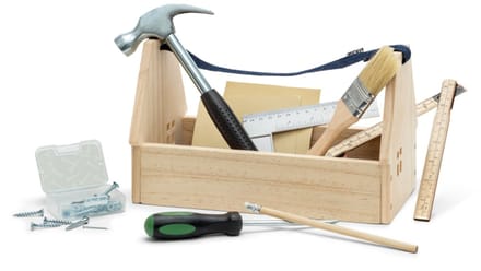 Houten gereedschapskist met gereedschap