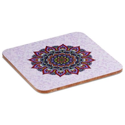 Mandala onderzetters paars (6 stuks)