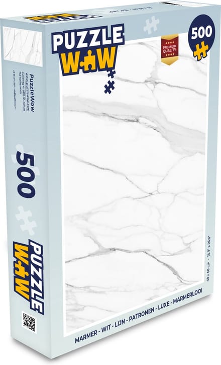Puzzel Marmer - Wit - Lijn - Patronen - Luxe - Marmerlook - Legpuzzel - Puzzel 500 stukjes