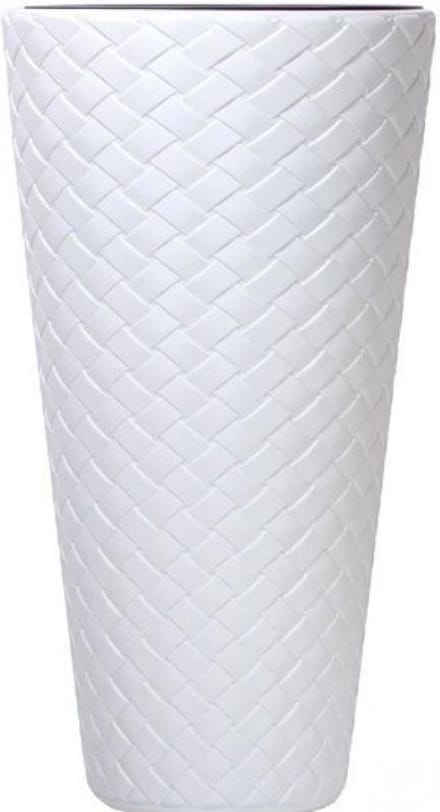 Hoge bloempot met imitatie inzet 40x78 cm Matuba Slim  - Wit