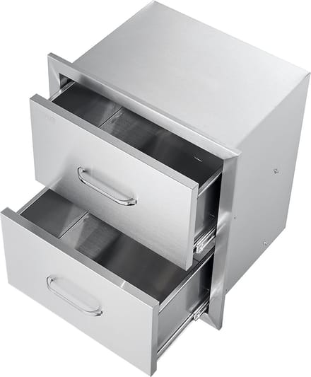 VEVOR Ladekast 45x52CM Buitenkeuken BBQ-Eiland Roestvrijstalen Dubbele Lade