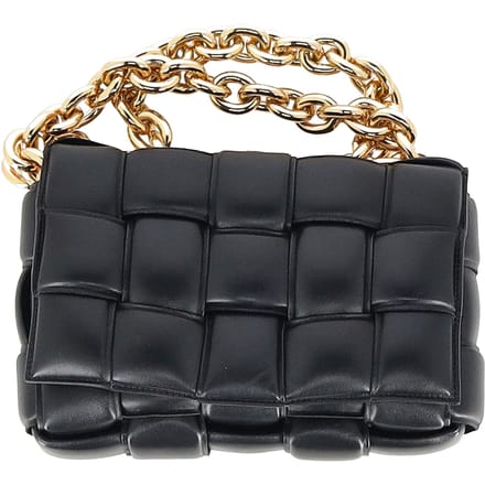 Bottega Veneta Chain Cassette Tas in Zwart Leer