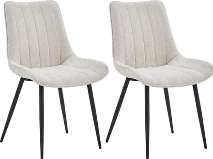 Colenis® - Verta Eetkamerstoel - Set Van 2 - Beige - Chenille Stof - Industrieel - Stoel
