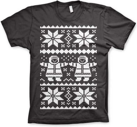 Heren Tshirt -S- Retro X-Mas Knit Pattern Grijs