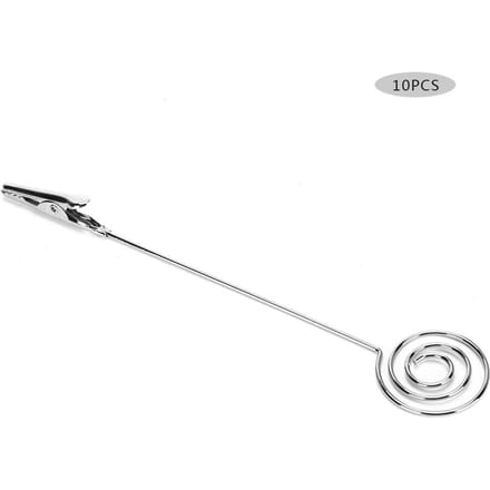 10 Pièces Clips Notes de Table Support de Carte de Visite Métal de Bureau Rond Argenté Message Photo white