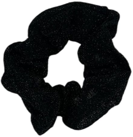Scrunchie - elastiek - glimmende stof - glitters - kerst - zwart