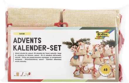 Jute kenmerkende adventskalender set, naturel