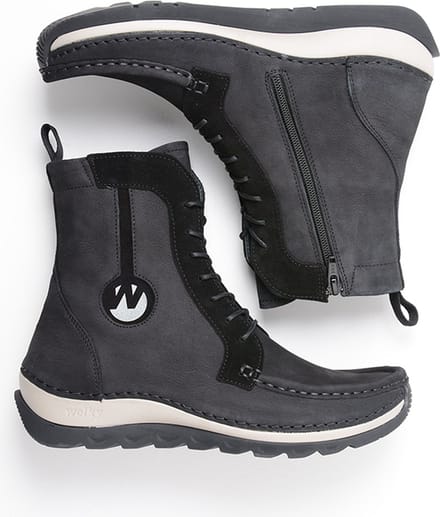 Wolky Hoge veterschoenen Ocean zwart nubuck