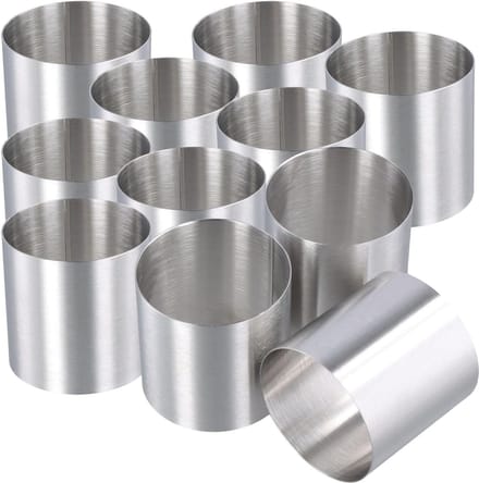 Set van 10 Ronde Mousse Ringen van RVS 5cm - Non-Stick Mini Cheesecake Ringen voor Desserts, Taarten en Puddingen
