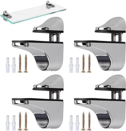 Set van 4 glazen clips voor verstelbare glazen planken met schroeven en expansietubes voor panelen van 3-22 mm dik