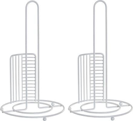 Items - 2x stuks keukenrol houder chrome wit metaal 18 x 31 cm