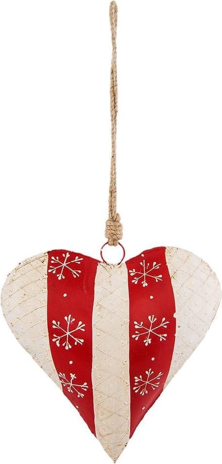 Clayre & Eef Decoratie hanger Hart 19*6*20 cm Rood Ijzer Hartvormig Woondecoratie