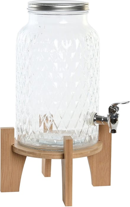 Items Drank dispenser Beverages Tap - 5.8 Liter - glas/hout - op verhoger element - tapkraan/deksel