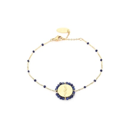 Jomide Armbandje Snake Blue - Goudkleurig