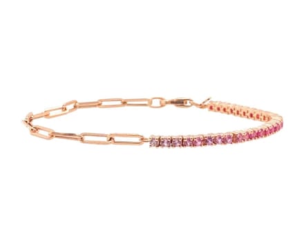 Half chain half steentjes armbandje | roze | goud gekleurd