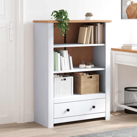 vidaXL - Boekenkast - Panama - Range - 80x35x110 - cm - massief - grenenhout - wit