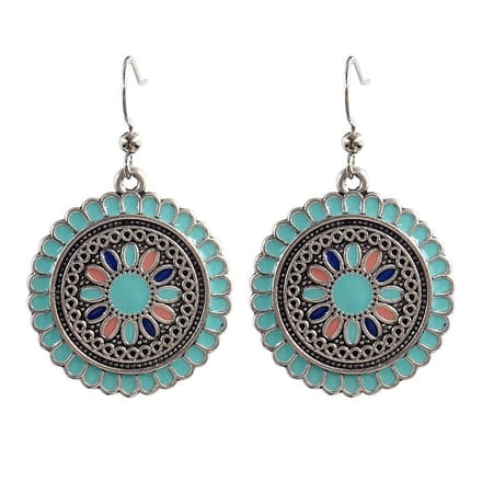 Fako Bijoux® - Oorbellen - Bohemian - Cirkel Retro - Groen