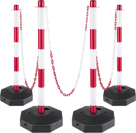 Bolt Edge Afzetpaal - 4 stuks - Rood-wit - Veiligheidspalen - 84 cm - ABS