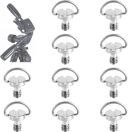 Set van 10 Stuks 1/4" Camera Tripod Schroeven, RVS D-Axis D-Ring, Snelle Ontgrendeling, Praktische Accessoires voor Statief, Monopod en Telescoop