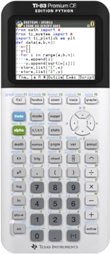 SnelShoppen - Grafische rekenmachine TI-83 Premium CE Edition met Python, Statistieken, Matrixberekeningen, Lichtgewicht en Dun, Grijs, Voor Lycée en