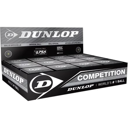 Dunlop Competition Squashballen gele stip - Zwart - 12 stuks