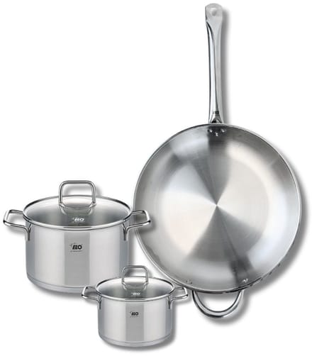 Set van 1 Koekenpan 32 cm en 2 kookpotten 14 en 20 cm Elo Profi Citrin