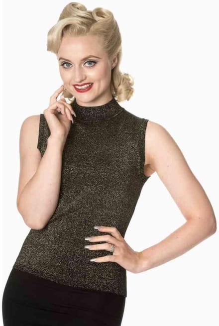 Dancing Days - A STARRY NIGHT Mouwloze top - M - Goudkleurig