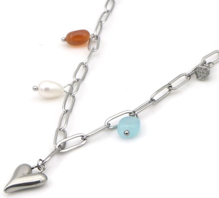 Ketting - RVS - hart - zilverkleurig - 40-45 cm