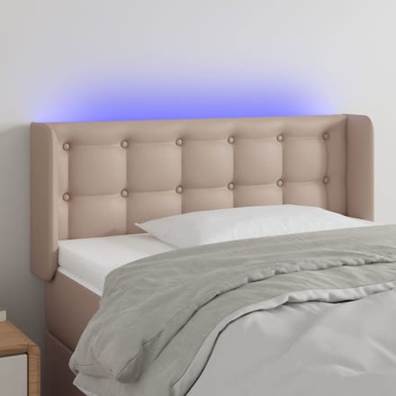 vidaXL - Hoofdbord - LED - 93x16x78/88 - cm - kunstleer - cappuccinokleurig