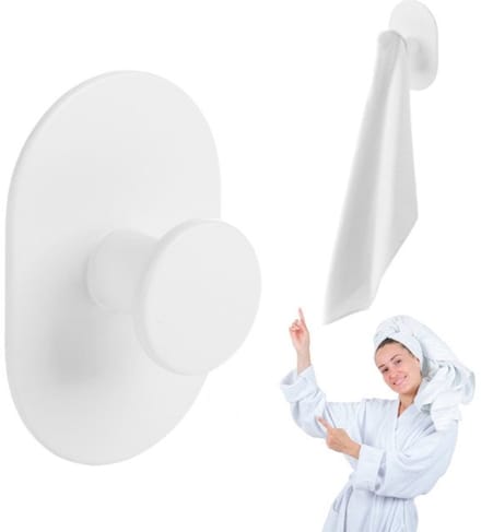 Laveo Miri - Enkele Handdoekhanger - Wandmontage - Wit - Zelfklevend