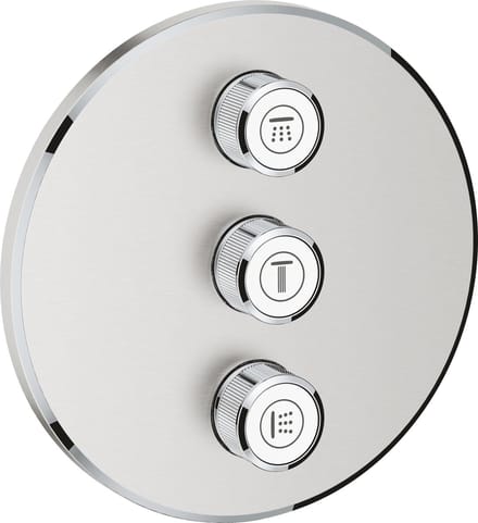 GROHE Grohtherm SmartControl - Drievoudig opbouwdeel - Volume (stopkraan) - Rond - RVS (supersteel)