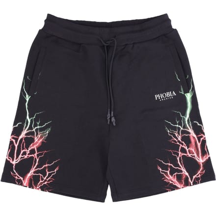 Korte heren trainingsbroek Lightning Shorts Zwart/rood/groen