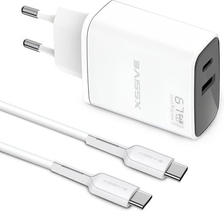 USB C Adapter 65W Snellader met USB C naar USB C Kabel - Geschikt voor Samsung Oplader - 1 Meter