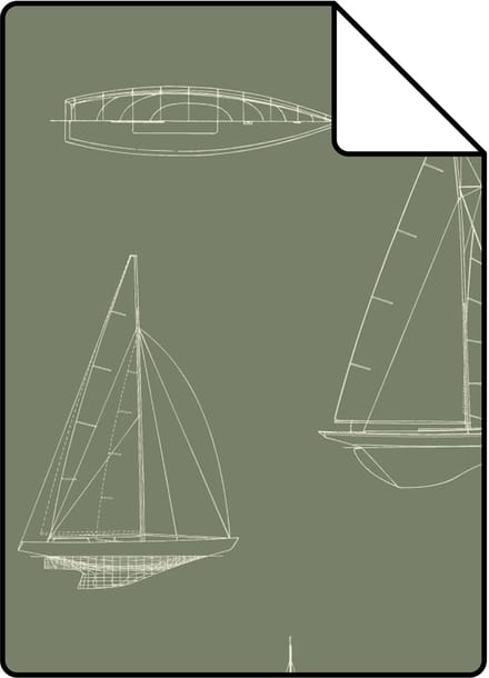 Proefstaal ESTAhome behang boten groen - 26.5 x 21 cm - 132087-S