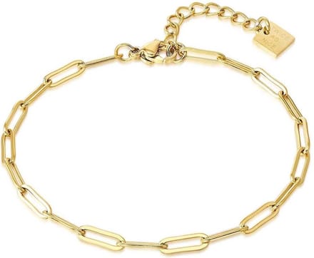 Twice As Nice Enkelband in goudkleurig edelstaal, ovale schakels, 3 mm 25cm
