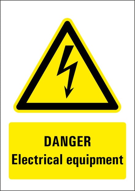 Danger electrical equipment sticker 297 x 420 mm
