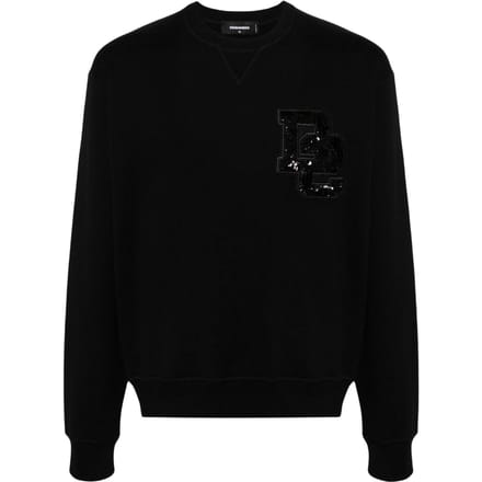 Dsquared2 D2 Trui Met Paillettenlogo, Zwarte Ronde Hals