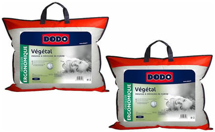 Vente-unique Set van 2 ergonomische hoofdkussens DODO met vormgeheugen - 45 x 70 cm - MEMOSOFT