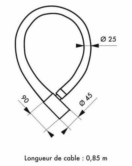 Gepantserd motorslot, met sleutel, STUNT, 25, 85 cm, THIRARD