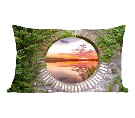 Sierkussens - Kussentjes Woonkamer - 60x40 cm - Zee - Zonsondergang - Doorkijk